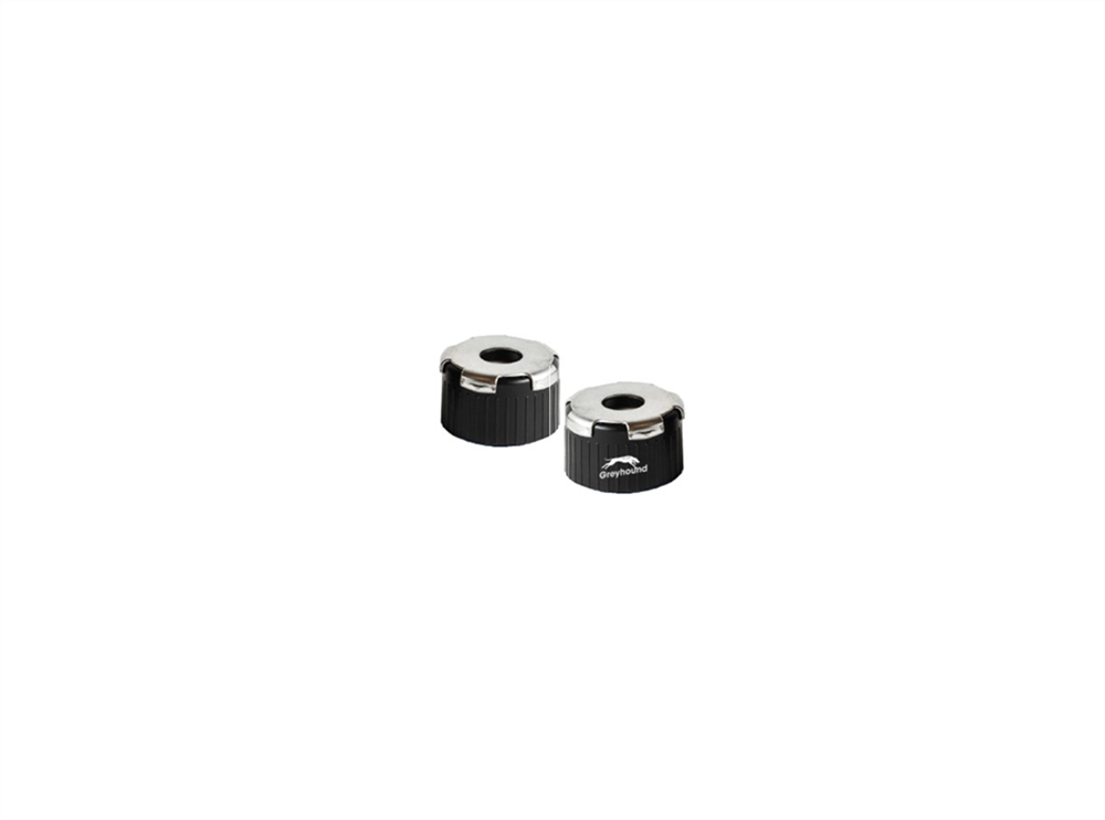 Picture of 18mm PolyMag Screw Cap, Black with Blue PTFE/White Silicone Septa with SPME Microcenter